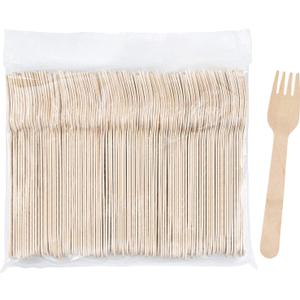 Hedume 300 Pack Disposable Wooden Forks, Biodegradable and Compostable, Party Supplies for Any Graduation, Luau, Tea Party and More