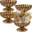 4 Pcs Metal Compote Bowl for Centerpiece Flower Holder Small Compote Vase Indoor Outdoor Flowers Fruits Plant for Christmas Wedding Home Party Decoration (Gold Bronze)