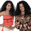 Morph Polynesian Curly Wig for Maui Role Play, Halloween Costume Hair for Men and Women, Black Cosplay Accessory, One Size
