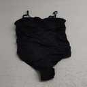 Yonique Womens Strapless One Piece Swimsuit Tummy Control Bandeau Bathing Suits Slimming Twist Front Swimwear (XX-Large, Black)