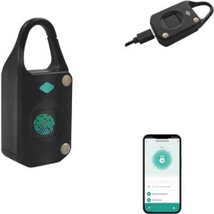 Small Fingerprint Padlock for Locker, Rechargeable Bluetooth Mini Locker Lock, Small Electronic Biometric Padlock for Gym Locker, Suitcase, Backpack, Use with APP