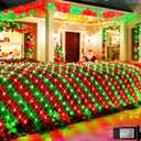 Pooqla Christmas Net Lights, 300LED Outdoor Net Mesh Lights, 14.8x4.9 ft Fairy String Lights 8 Modes Green Wire, Connectable Waterproof Decorative for Bushes Tree Yard, Red and Green