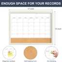 Calendar Whiteboard for Wall, TANKEE 17x13 Inches Whiteboard Calendar Cork Board Combo, Small Magnetic White Board with Wood Framed, Hanging Dry Erase Board for Kitchen Home Office School Planner