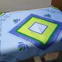 Gedgan Ocean Blue Mahjong Mat with Lotus & Butterfly Artwork - 32.4x32.4 Inch Hand-Painted Style Rubber Mat, Waterproof Surface, Anti-Slip Foldable Design for Asian-Themed Game Nights (Marine Blue)