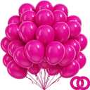 BAUANOOY 100pcs Hot Pink Balloons 12 inch, Bright Pink Latex Balloons with Pink Ribbon for Birthday Wedding Engagement Bridal Bachelorette Tropical Party Decorations