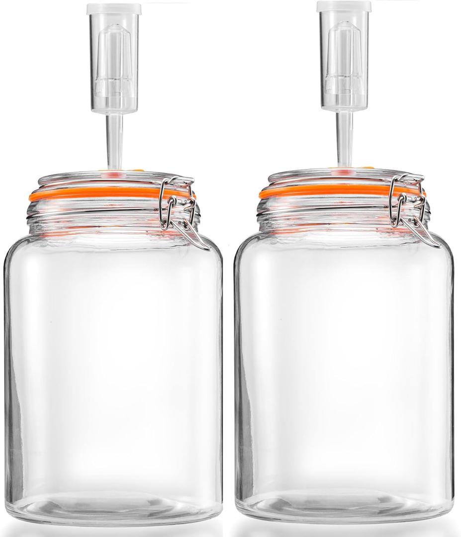 1 Gallon Fermentation Jars with Airlocks, Fermenting Kit for Sauerkraut, Kimchi, Kombucha and Pickles, 2 Pack