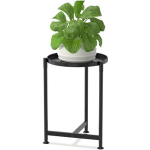 LASZOLA Metal Large Plant Stand for Indoor Plants, Morden Corner Plant Holder Rack, Sturdy Vertical Single Flower Shelf for Living Room Bedroom Patio Garden Balcony, Black