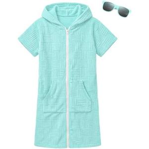 BesserBay Unisex Kids Hooded Swim Cover Up Robe with Pockets and Sunglasses Terry Cloth for Beach Pool Bath, Size 120