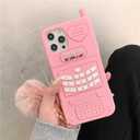 Cute Funny iPhone 12 Pro Max Shockproof Protective Case Soft Silicone Shockproof Protective Cases Cover for Girls and Women (Light Barbie Pink Cellphone+ Kawaii KeychainBig Furry Ball)