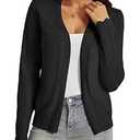 VOIANLIMO Womens Cardigan Lightweight Open Front Knit Long Sleeve Cardigans Sweaters for Women, Black, X-Large