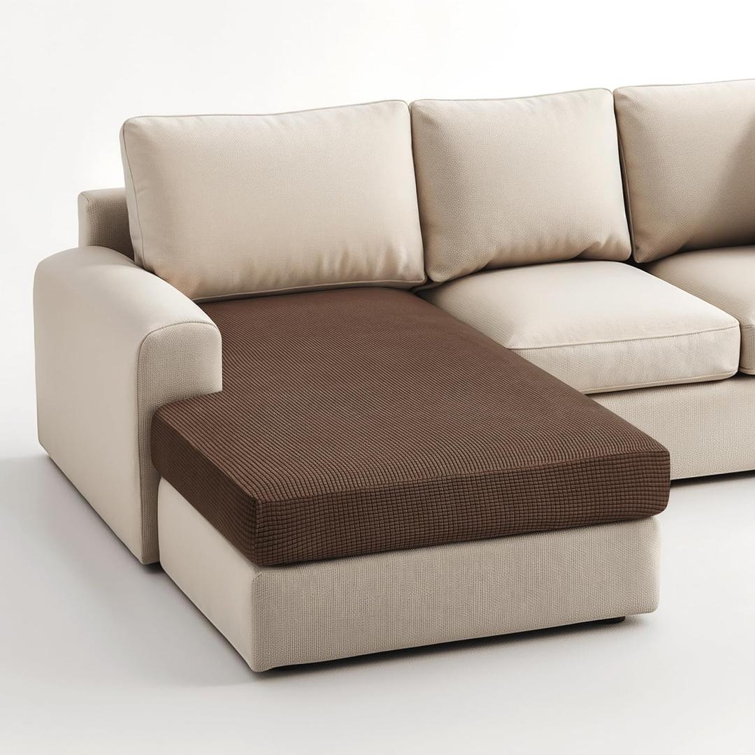 Hokway Stretch Chaise Cover Individual Couch Cushion Slipcovers Reversible Cushion Protector Slipcovers Sofa Cushion Protector Covers (Chaise Cover, Chocolate)