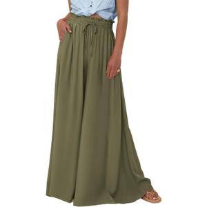 BTFBM Wide Leg Palazzo Pants for Women 2026 Summer Spring Casual High Waisted Flowy Trousers Boho Beach Vacation Outfits (S)