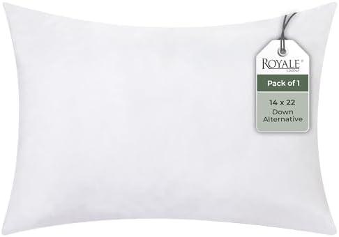 ROYALE LINENS 14 X 22 Pillow Insert - Down Alternative Throw Pillows Insert - Rectangle Pillow Pack of 1 White - Bed & Couch Pillows - Inner Cushion for Bed, Cushion for Living Room - Shams Stuffer