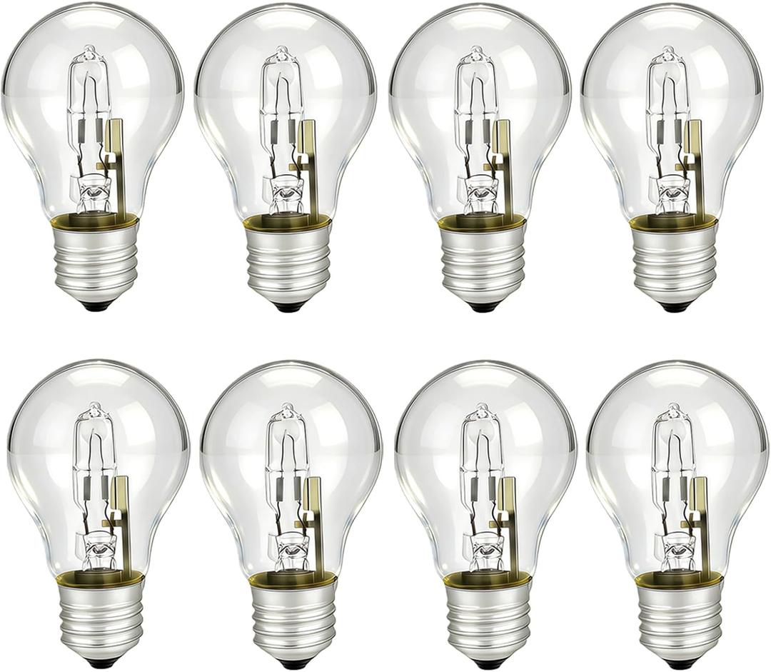 8-Pack 043168787963 & 78796 Replacement Halogen Light Bulbs, 43W A19 E26 Base, 120V, 60W Equivalent Clear Bulbs for Table Lamps, Ceiling Fixtures & Enclosed Lighting