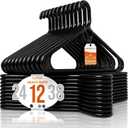 HOUSE DAY Premium Heavy Duty Plastic Hangers 12 Pack - Ultra Thick Black Clothes Hangers - 20 lb Capacity - Sturdy Hangers for Coats, Jackets, Suits & Jeans - Closet Organizer for Dorm, Apartment