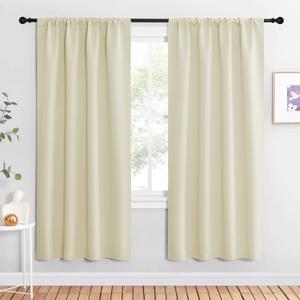 NICETOWN Beige Blackout Curtains for Living Room - Triple Weave Home Decoration Thermal Insulated Solid Rod Pocket Blackout Drapes for Bedroom(Set of 2, 42 x 72 Inch), Beige