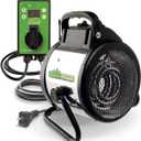 BioGreen Electric Greenhouse Heater & Fan with Digital Thermostat PALMA | 1500 Watts, 5100 BTU/hr | 5800 ft/h Air Circulation -58 to 210.2F | Stainless Steel | Spraywater Proof (Black)