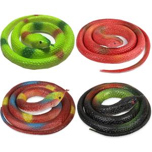 Rubber Snakes to Keep Birds Away - Realistic Fake Rubber Snakes for Garden Props to Scare Birds, Squirrels, Mice and Pranks (4 Pieces)