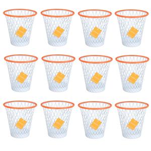 12PCS Basketball Wastebaskets, Basketball Trash Can for Basketball Party,4.5 Gallon Basketball Garbage Can with Removable Hoop, Basketball-themed gift, NBA fans Gift, Durable Sports Decor,Garbage Bin