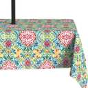 LVTXIII Rectangle Outdoor Tablecloth with Umbrella Hole and Zipper, Water-Repellent 60 x 84 Inch Patio Table Cover for Picnic, Garden, Backyard Dining, Damask Red