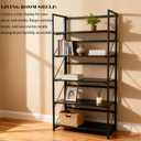 Folding Bookshelf, 2-in-1 Convertible Design, Multifunctional Plant Stand Storage Rack Shelves for Home Office, Easy Assembly, 5-Tier, Black