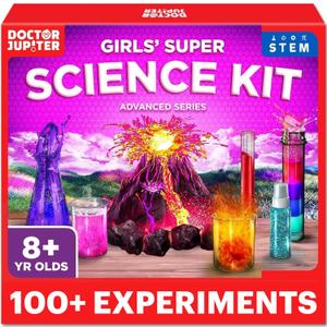 Doctor Jupiter Girls' Super Science Kit for Ages 8-12 Ideas for Girls 8,9,10+ Years Old | Chemistry Set, STEM Toy Kit with 100+ Experiments | Learning & Educational Projects