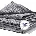 Gravity Weighted Blankets for Adults, 15lbs Grey (48" x 72", Twin/Single) - Heavy Comfort Cotton Blanket with Glass Beads - Utra-Soft Premium Breathable Microfiber Duvet Cover - Machine Washable