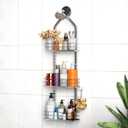 Shower Caddy Hanging (Silver), Adjustable AntiSwingOver The Shower Head Caddy, 3 Tier Height Bathroom Storage Organizer, Bathroom Shelves Basket Rack, Shower Caddies Rack with Adjustable Soap Basket