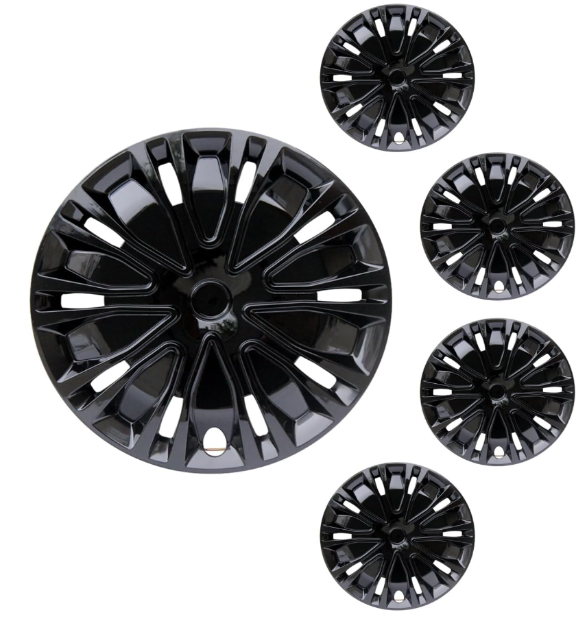 Hubcap Wheel Cover Replacement R15 Hub Caps Universal-Fit Steel Wheel Rim Cover ABS Material Exterior Accessories for Car Truck SUV -Set of 4（15-inch，Black）