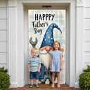 Happy Fathers Day Door Cover Decoration Gnome Front Door Banner Handyman Wrench Design Blue Plaid Backdrop Outdoor Porch Hanging Poster 70.8 x 35.4 Large Fabric Sign for Dad Grandpa Home Party Decor