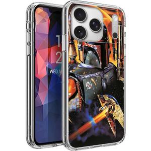 Compatible with iPhone 17 Pro Max Case, Soft TPU Full Body Anti Scratch Shockproof Drop Protection Clear Case(Wars-Boba) (Pattern-12)