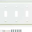 Wall Plates, Duplex Outlet Covers, Toggle Light Switch Plates, Decorator Light Switch Cover, Bamboo Fiber Material Wall Plate, Standard Size Wall Plates of various styles, White (3 Gang Toggle 1 Pack)