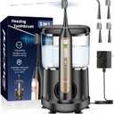 Electric Toothbrush with Water Flosser, Upgrade Flossing Toothbrush Combo with 3 Brush, 5 Floss Speeds& 3 Brush Modes, 500mL Tank, 30-Day Battery, for Adults & Teens, Gums, Braces-Black