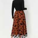 Women Pumpkin Skirt Elastic Waist Layered Mesh Midi Skirt Party Costume (S)
