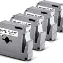 Labelife M-K231 PTM95 Label Tape Replace for Brother M Tape P Touch M-K231S M231 MK231 M-231 12mm 0.47 Inch for Brother PTouch PT-M95 PT-65 PT-80 PT-70 PT-45 PT-90 Label Makers, Black on White, 4 Pack