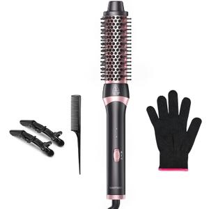 Thermal Brush,Heated Round Blowout Dryer Brush with Ceramic Technology, Quick Heat Up Curling Hot Air Straightener Brush,Makes Hair Smoother Get Natural Curls,Gift for Women,Dual Voltage