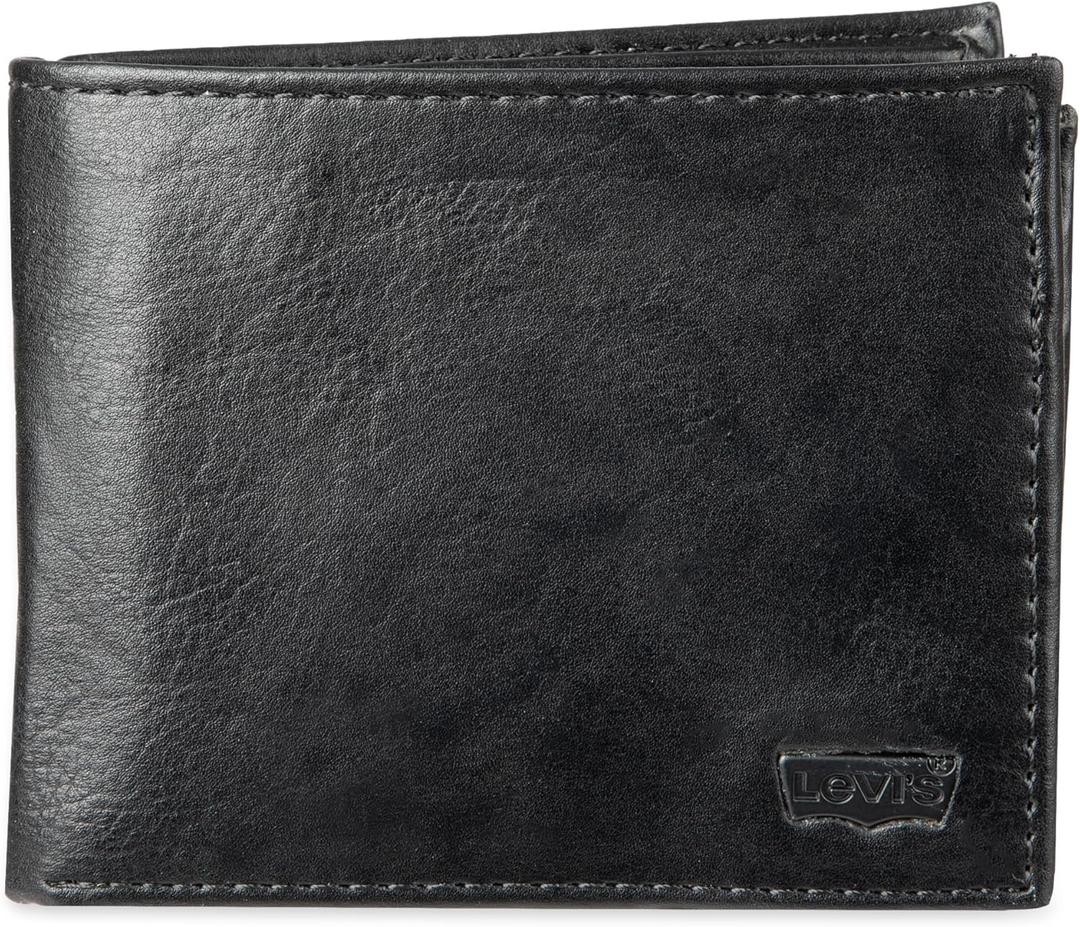 Levi's Men's RFID Extra Capacity Slim Bifold Wallet with Multiple Card Slots (Charcoal Black 2)