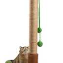 ANWA 35" Tall Cat Scratching Post for Kitten and Large Cats, Scratching Post for Indoor Cats with Self-Grooming Rubber Brush, Cat Sisal Post with Simulated Leaves