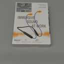 HomeSpot Noise Reduction Wireless Neckband Headphones with Qualcomm aptX HD, 27dB NRR, CVC Noise Cancelling Mic & Controls and 20H Playtime for Work Safety OSHA Compliant - Blue Wire Orange Earbuds