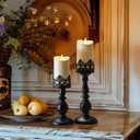 Homemory 6"x3" Outdoor Waterproof Flameless Candles, LED Candles, Battery Operated Candles with Remote and Timers, Electric Fake Plastic Pillar Candles, Ivory White, Set of 2