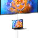 Mobile TV Carts on Wheels for 21-60 Inch Flat/Curved Panel Screens TVs - Height Adjustable Floor Trolley Stand with Shelf Holds up to 77lbs - Max VESA 400x400mm, White (White High Quality)