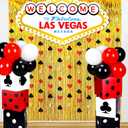Wonderjune 16 Pcs Casino Theme Party Decor Black and Red Poker Night Backdrop Las Vegas Poker Night Backdrop Gold Foil Fringe Curtain Stereo Casino Welcome to Fabulous Banner for Birthday Dress-up