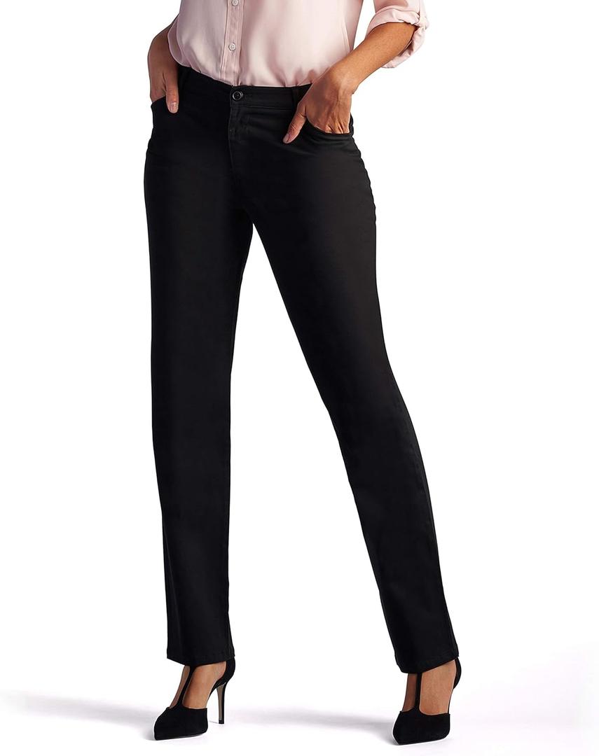 Lee Women's Relaxed Fit All Day Straight Leg Pant (18 Long, Black)