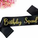 Birthday Squad Sash, 6 Pieces Black with Gold Glitter Letter Birthday Gift Sashes Set for Women Funny Party Favors Decorations for 16th 18th 21st 25th 30th 40th 50th or Other Bday