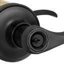 1 Pack Entrance Door Handle, Matte Black Reversible Door Lever Perfect for Interior Door and Closet, Traditional Wave Style Keyed Entry Door Lock - Keyed Alike