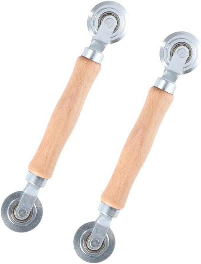 2Pcs Door Window Installation Hand Spline Roller Rolling Tool, Stainless Steel Wheel Window Install Tool with Wooden Handle