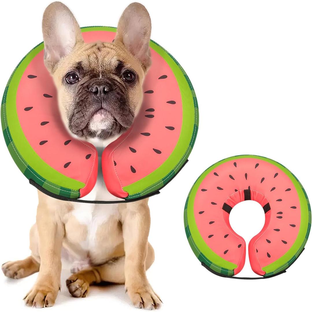 MIDOG Soft Inflatable Dog Cone, Donut E-Collar Alternative for After Surgery, Prevents Licking, Allowing Normal Eating & Vision, Comfortable Recovery Collar for Medium Dogs & Cats, Red-M