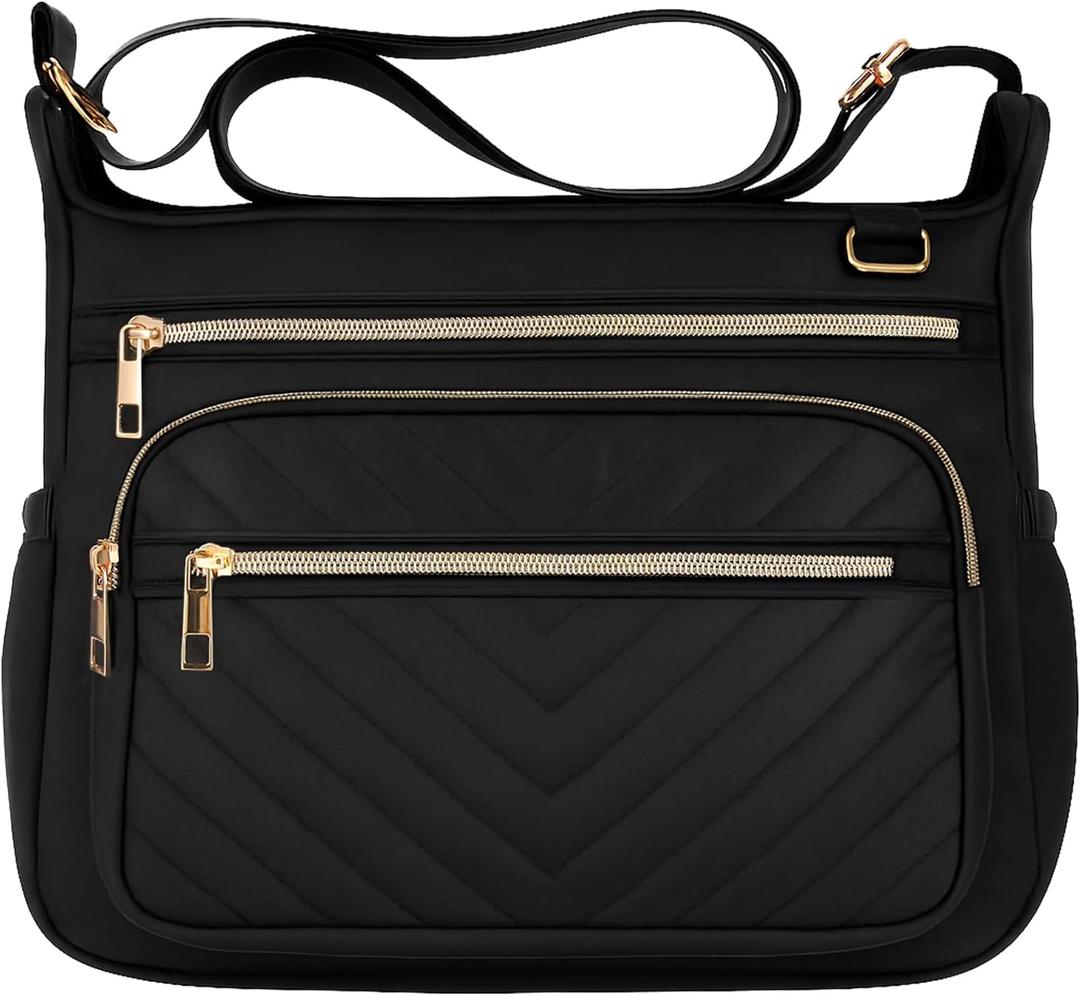 Crossbody Purse for Women Travel, Large RFID Anti-Theft Shoulder Crossbody Bag With Multiple Pockets for Daily Or Work (Medium, Black)