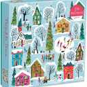 Galison Twinkle Town 500 Piece Puzzle from Galison  Featuring Colorful and Whimsical Illustrations of a Festive Snowy Town, 20" x 20", Makes a Wonderful Gift
