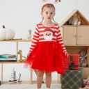 Vieille Toddler Baby Girls Tulle Dress Long Sleeve Princess Party Skirt Clothes for Christmas 2-6 Years (Red)